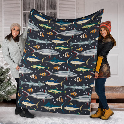 Swordfish Pattern Print Design 04 Premium Blanket