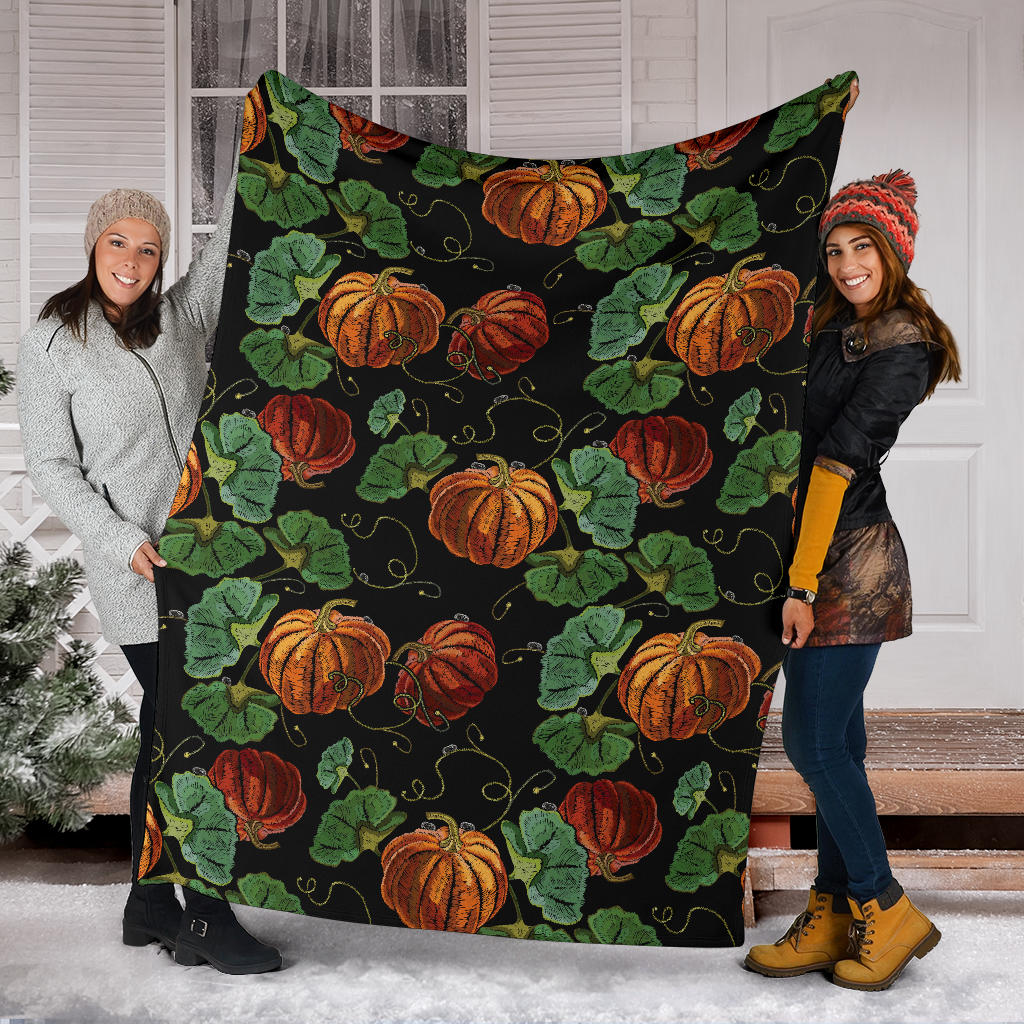 Pumpkin Pattern Print Design A02 Premium Blanket
