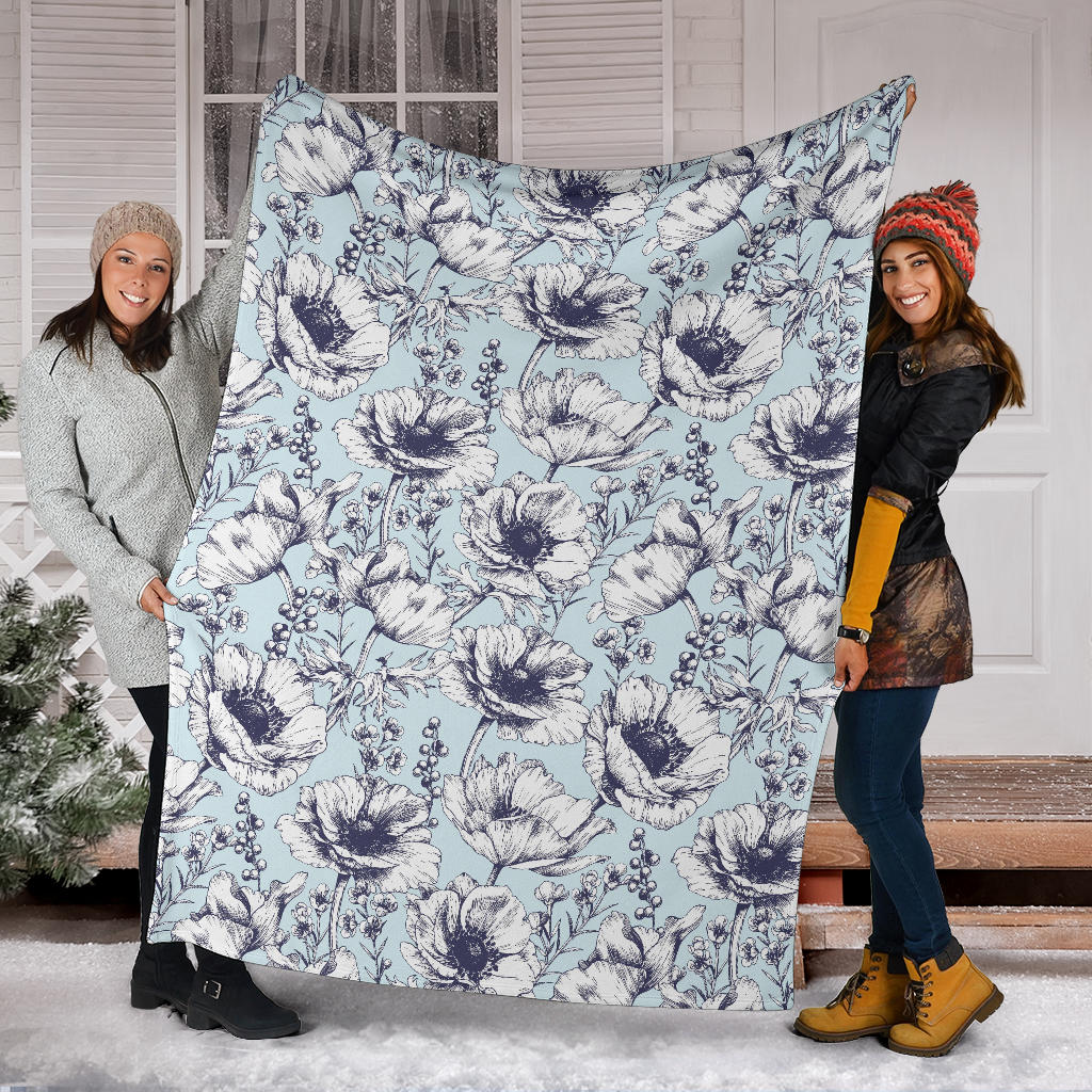 Anemone Pattern Print Design 02 Premium Blanket