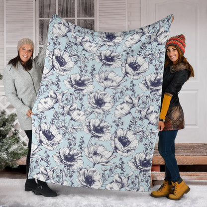 Anemone Pattern Print Design 02 Premium Blanket