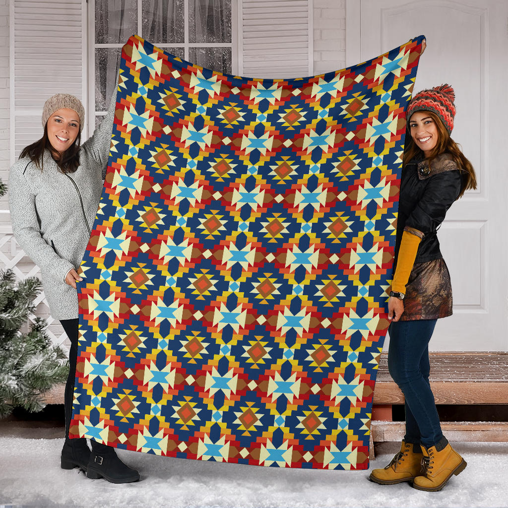 Aztec Pattern Print Design 01 Premium Blanket