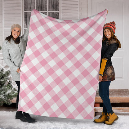 Gingham Pink Pattern Print Design 02 Premium Blanket