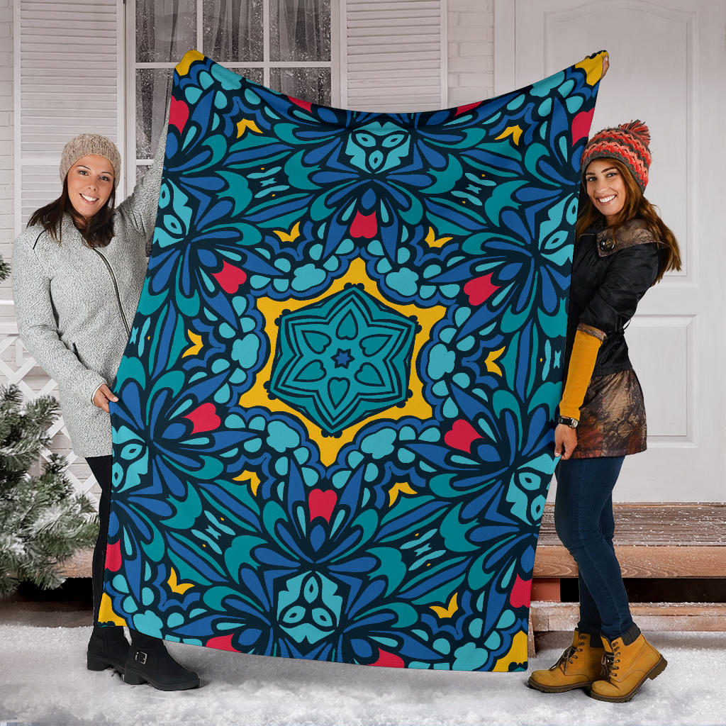 Kaleidoscope Pattern Print Design 04 Premium Blanket