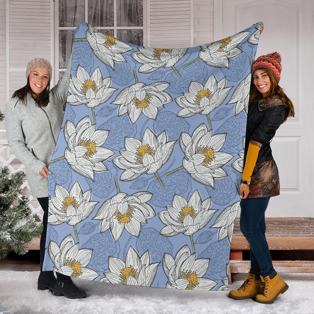 Lotus Pattern Print Design 04 Premium Blanket