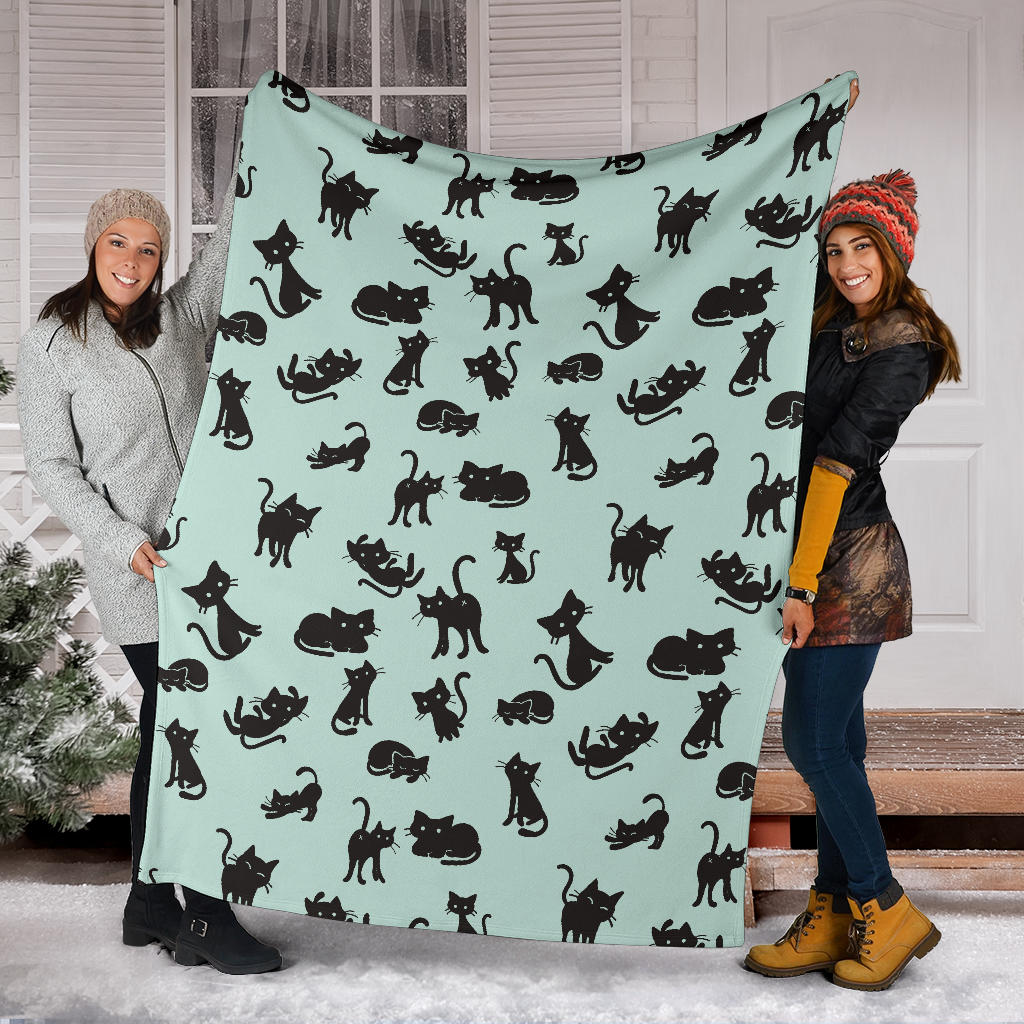 Black Cat Pattern Print Design 04 Premium Blanket