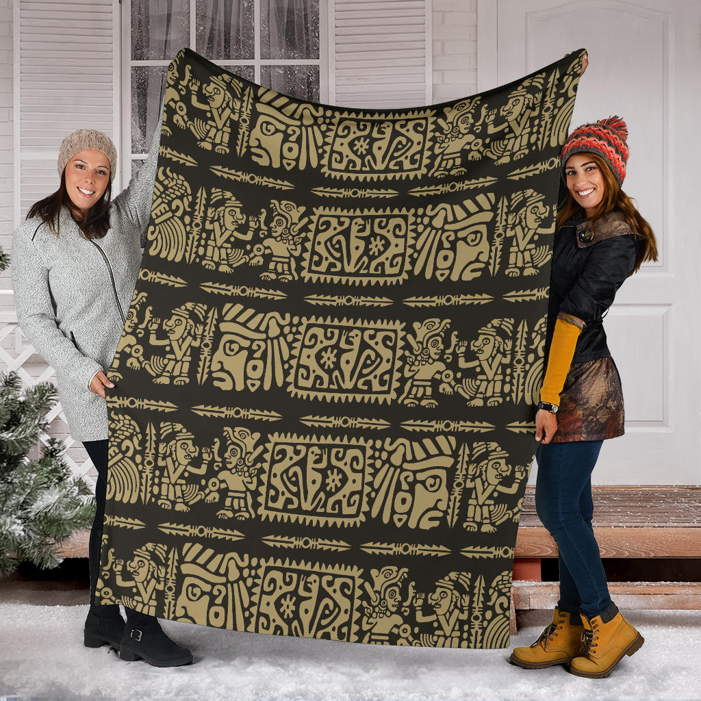 Mayan Pattern Print Design 02 Premium Blanket