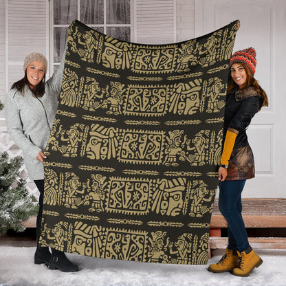 Mayan Pattern Print Design 02 Premium Blanket