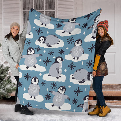 Penguin Pattern Print Design A05 Premium Blanket