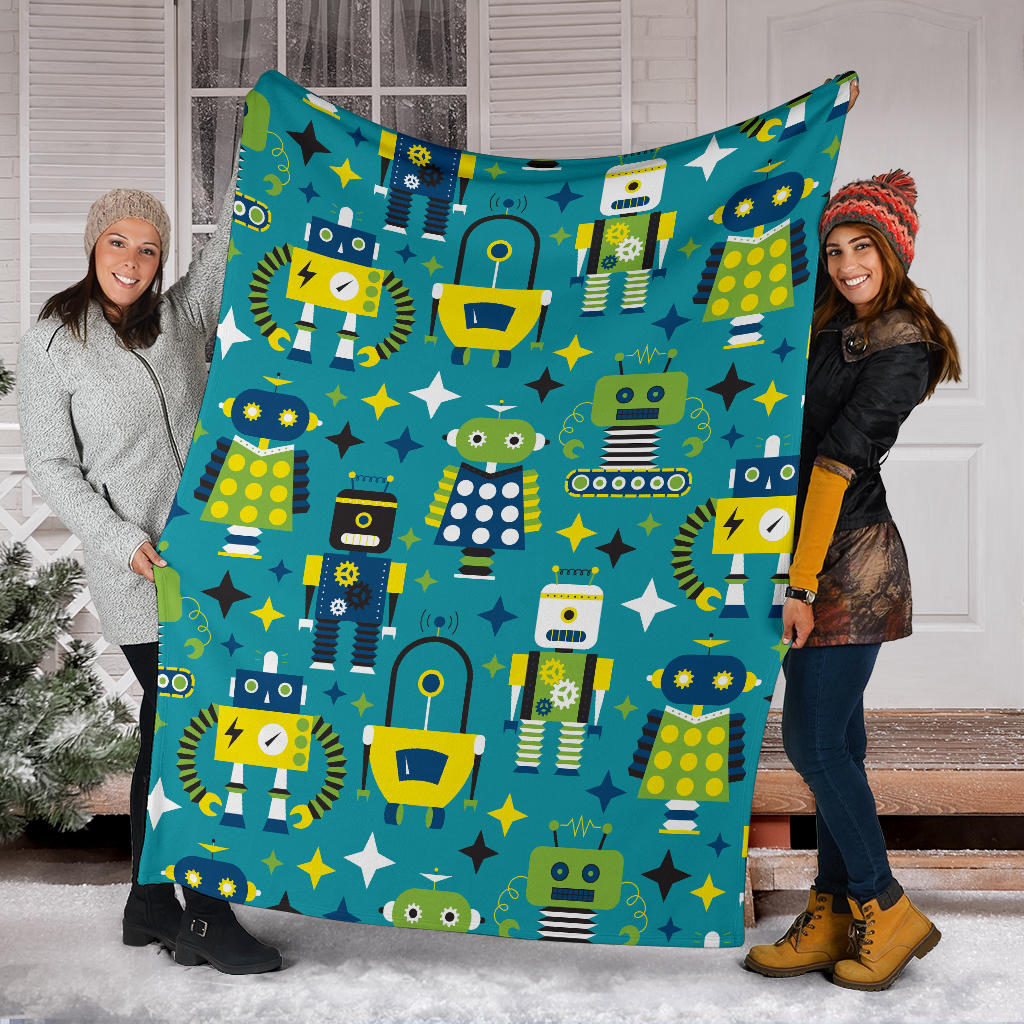 Robot Pattern Print Design A02 Premium Blanket