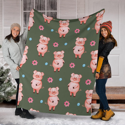 Pig Pattern Print Design 03 Premium Blanket
