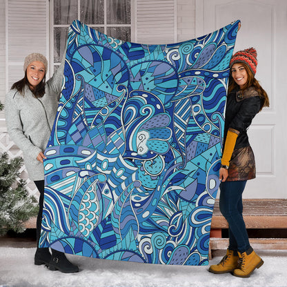 Funky Retro Pattern Print Design A02 Premium Blanket