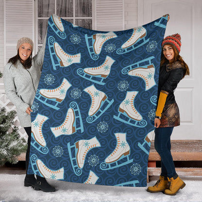 Ice Skate Pattern Print Design 01 Premium Blanket