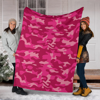 Camo Pink Pattern Print Design 01 Premium Blanket