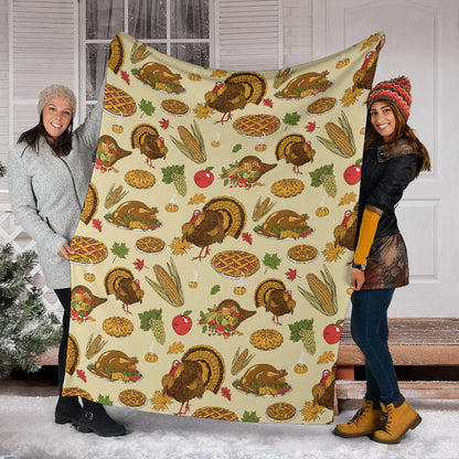 Turkey Pattern Print Design 02 Premium Blanket