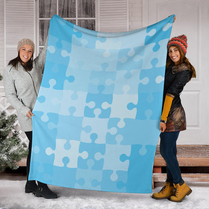Puzzle Blue Pattern Print Design A04 Premium Blanket