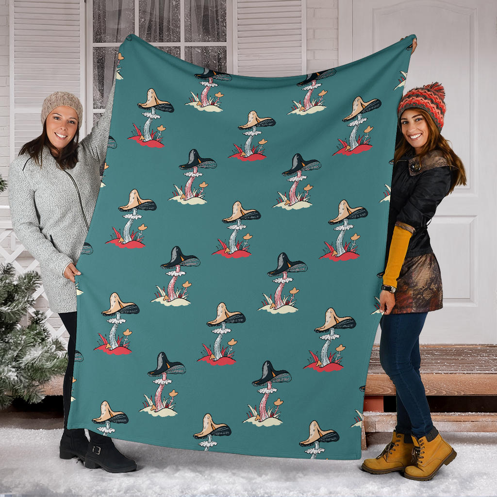 Mushroom Pattern Print Design A04 Premium Blanket