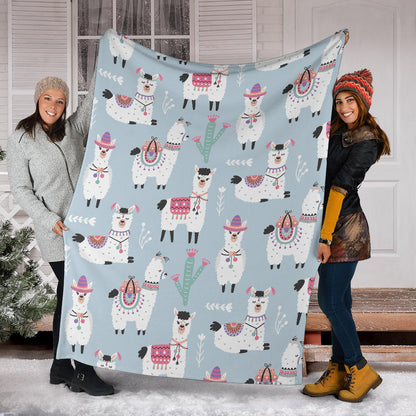 Llama Pattern Print Design 04 Premium Blanket