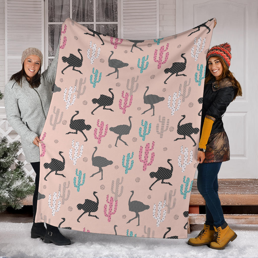 Ostrich Pattern Print Design 03 Premium Blanket