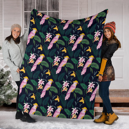 Cockatoo Pattern Print Design 03 Premium Blanket
