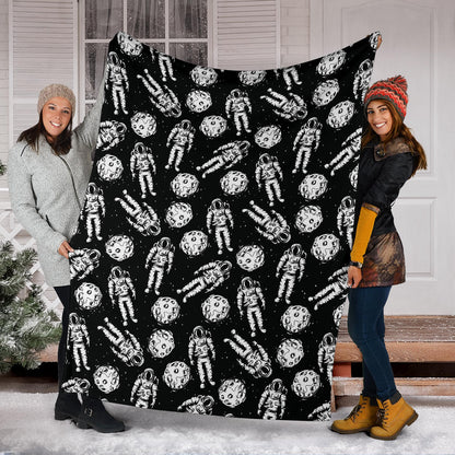 Astronaut Pattern Print Design 03 Premium Blanket