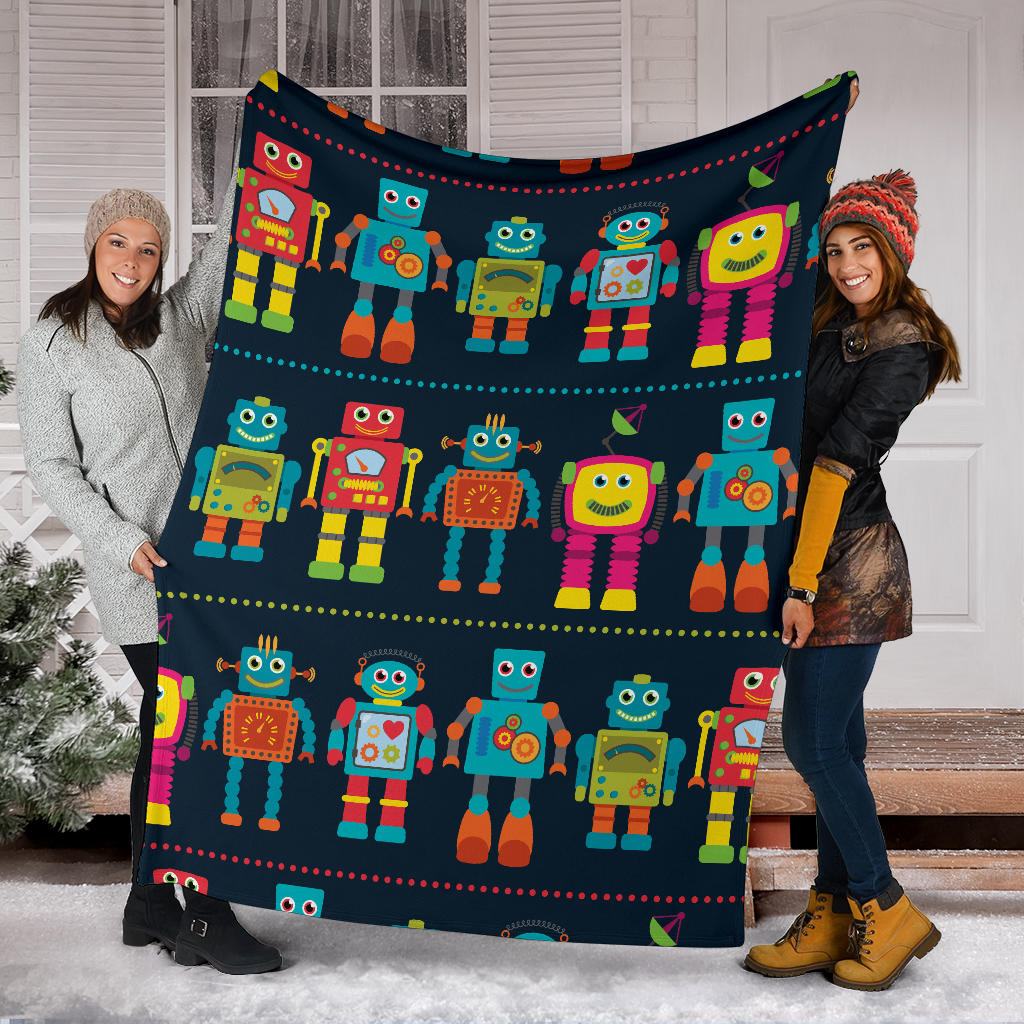 Robot Pattern Print Design A01 Premium Blanket