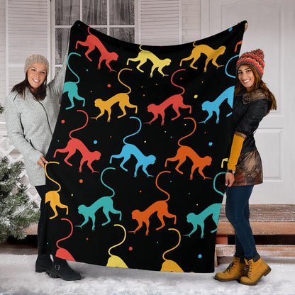 Monkey Pattern Print Design 01 Premium Blanket