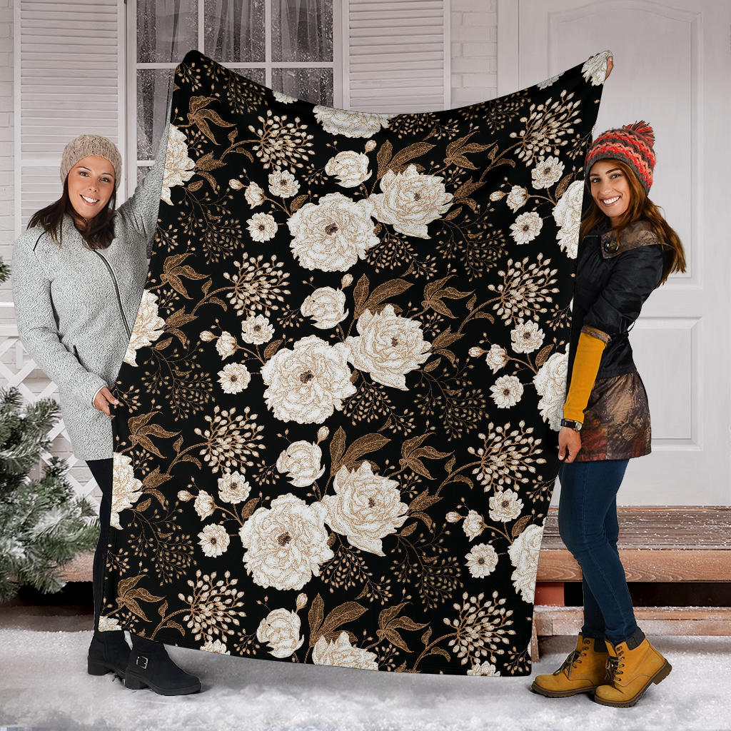 Peony Pattern Print Design A02 Premium Blanket