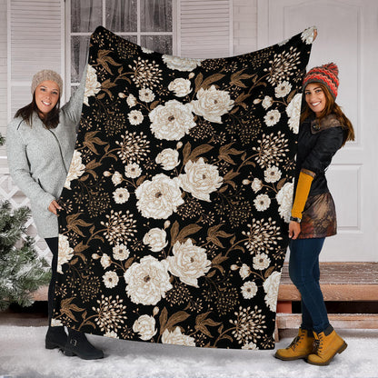 Peony Pattern Print Design A02 Premium Blanket