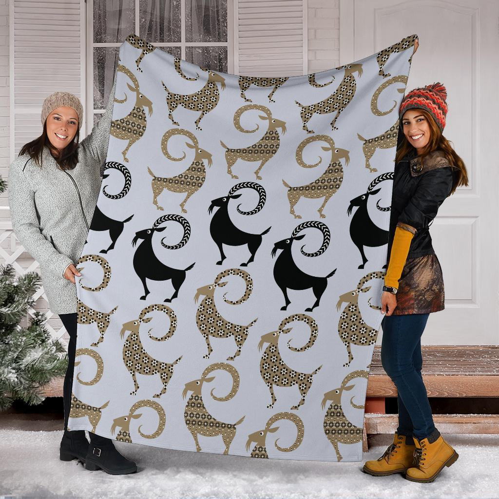 Goat Pattern Print Design 03 Premium Blanket