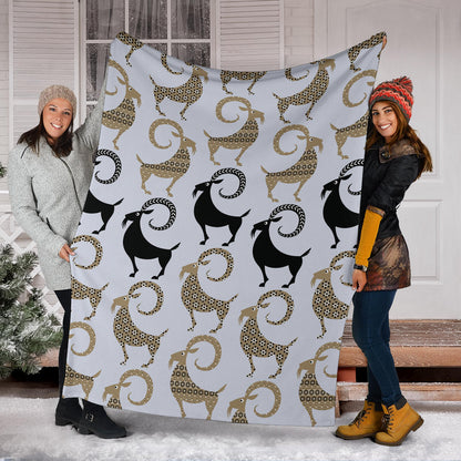 Goat Pattern Print Design 03 Premium Blanket