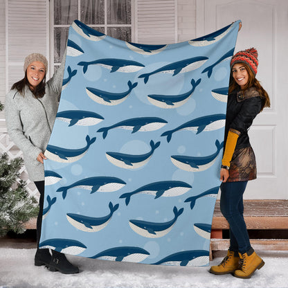 Blue Whale Pattern Print Design 02 Premium Blanket