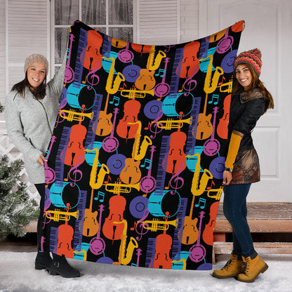 Jazz Pattern Print Design 03 Premium Blanket