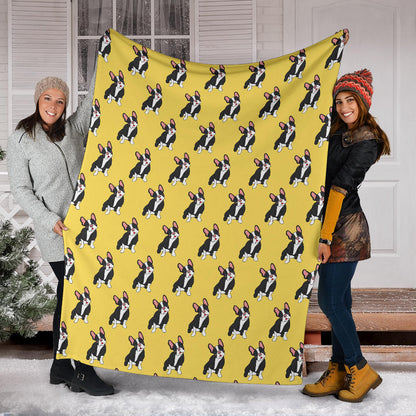 Boston Terrier Pattern Print Design 06 Premium Blanket