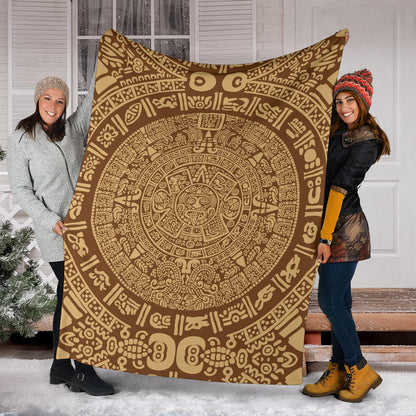 Mayan Pattern Print Design 01 Premium Blanket