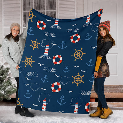 Nautical Pattern Print Design A06 Premium Blanket