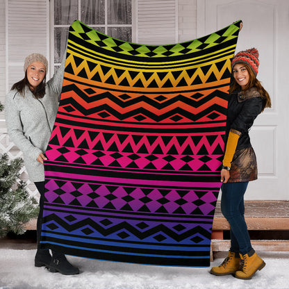 Rainbow Tribal Pattern Print Design A02 Premium Blanket
