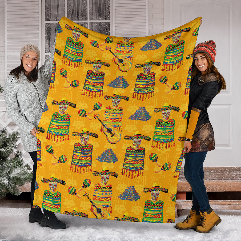 Maracas Mexican Style Pattern Print Design 02 Premium Blanket