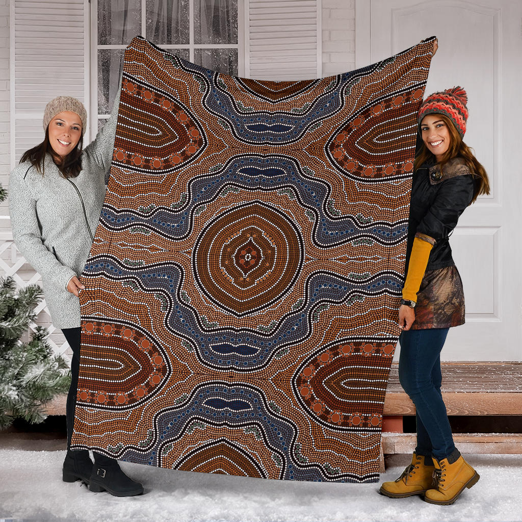 Aboriginal Pattern Print Design 01 Premium Blanket