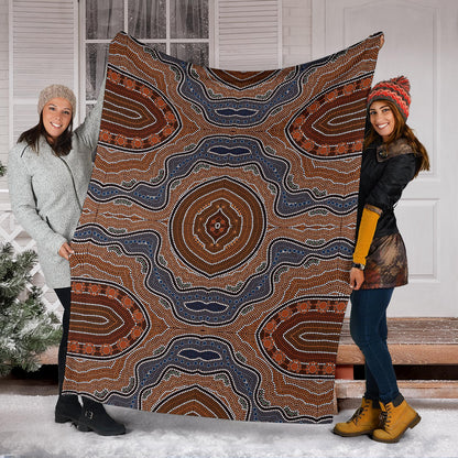 Aboriginal Pattern Print Design 01 Premium Blanket