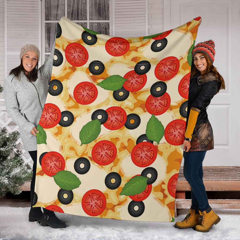 Pizza Pattern Print Design A05 Premium Blanket