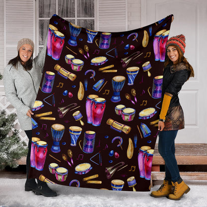 Percussion Neon Pattern Print Design 04 Premium Blanket