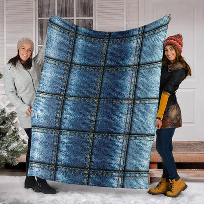 Jean Patchwork Pattern Print Design 02 Premium Blanket