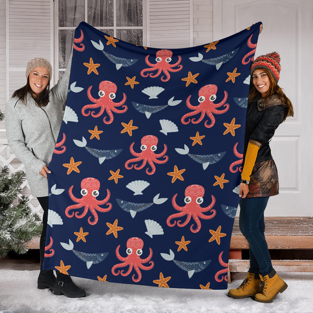 Octopus Pattern Print Design A04 Premium Blanket