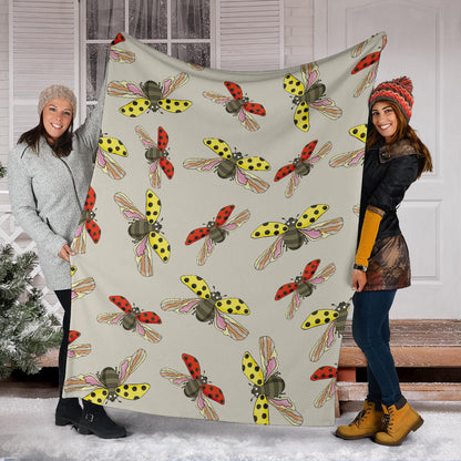 Ladybug Pattern Print Design 04 Premium Blanket