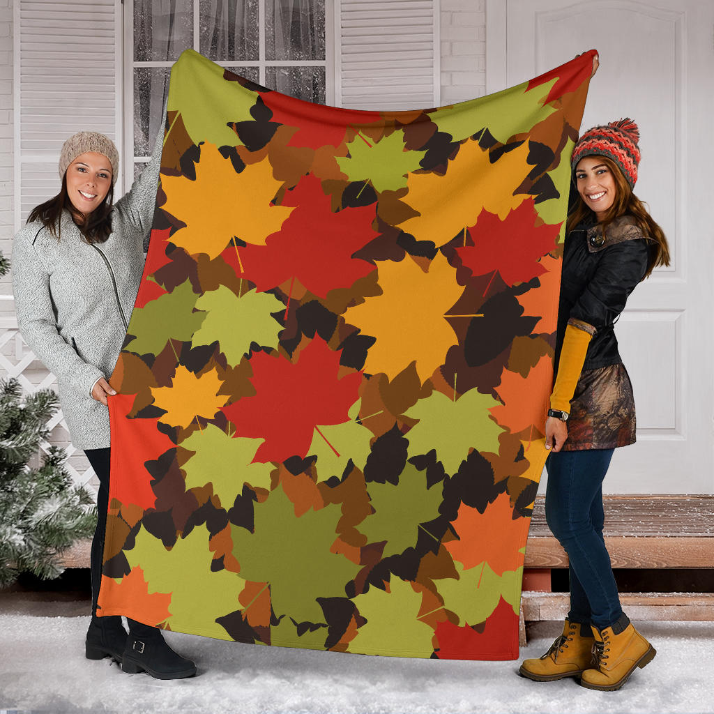Maple Leaf Pattern Print Design 05 Premium Blanket