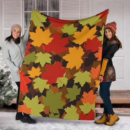 Maple Leaf Pattern Print Design 05 Premium Blanket
