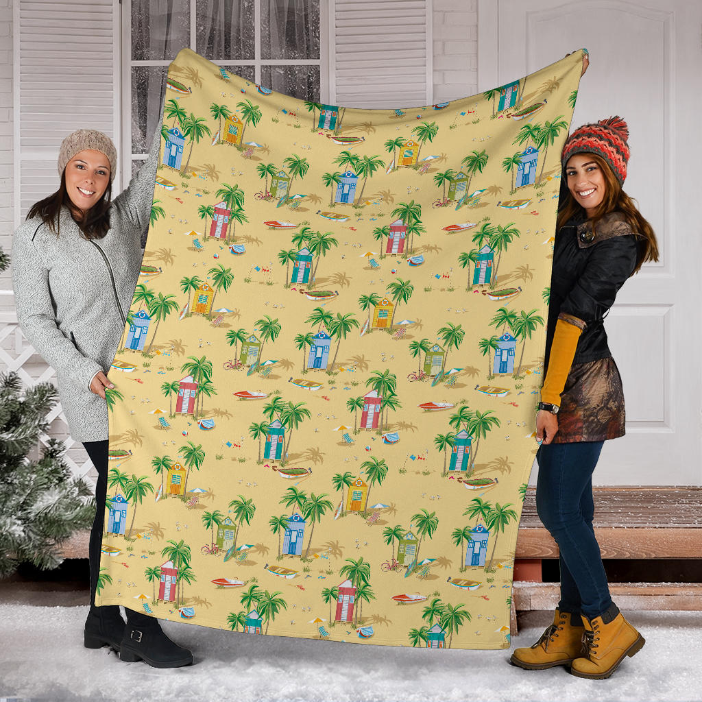 Beach Themed Pattern Print Design 01 Premium Blanket