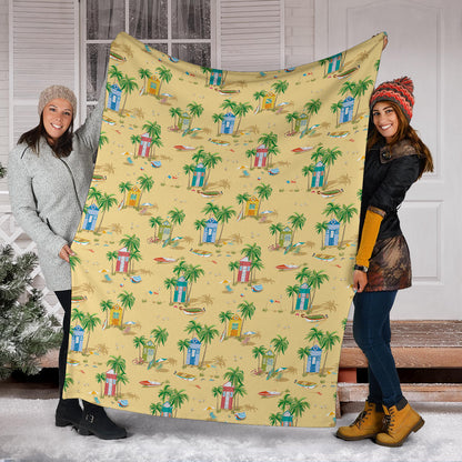 Beach Themed Pattern Print Design 01 Premium Blanket