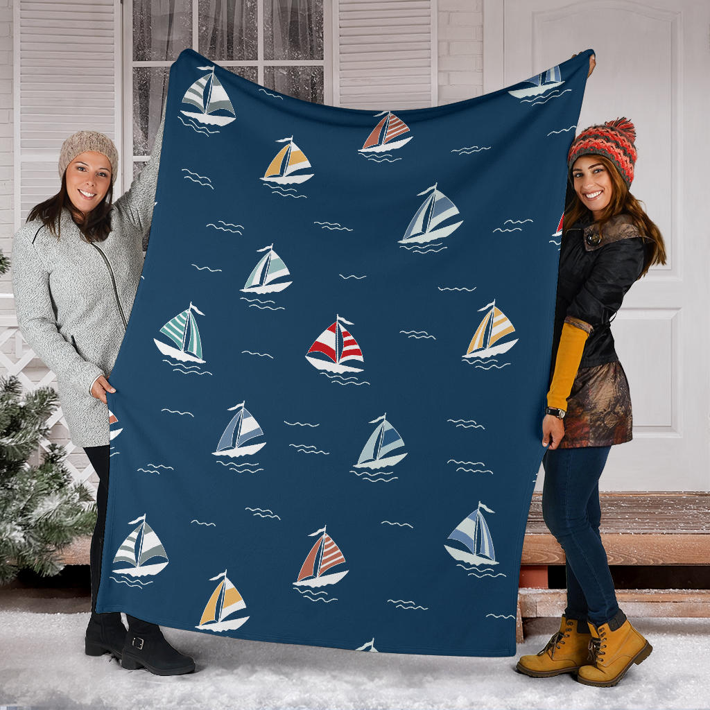 Sailing Ships Pattern Print Design A02 Premium Blanket