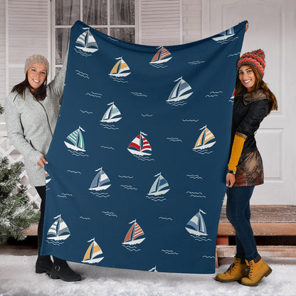 Sailing Ships Pattern Print Design A02 Premium Blanket
